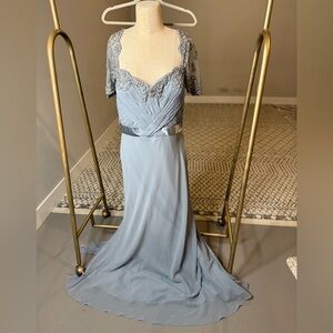 Elegant Mother of the Bride or Groom Gray Evening Gown